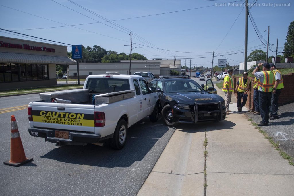 Sheriff's Office Patrol Car and City Vehicle Crash in Asheboro