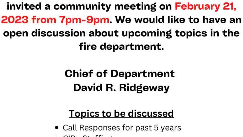 Level Cross Fire Dept – Community Meeting